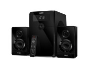SVEN MS-2250 Black,  2.1 / 50W + 2x15W RMS, Bluetooth, FM-tuner, USB & SD card Input, Digital LED display, built-in clock, set the switch-off time, remote control, all wooden